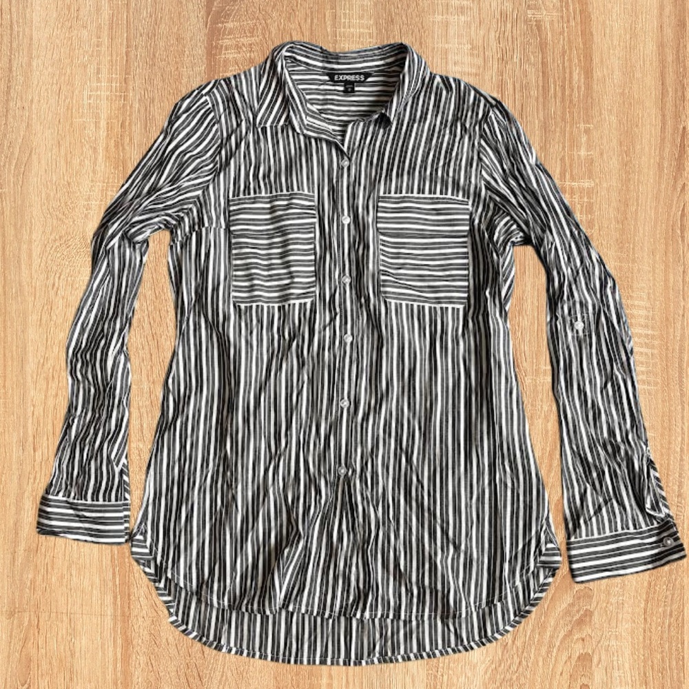 Express Women’s Striped Button Down Shirt